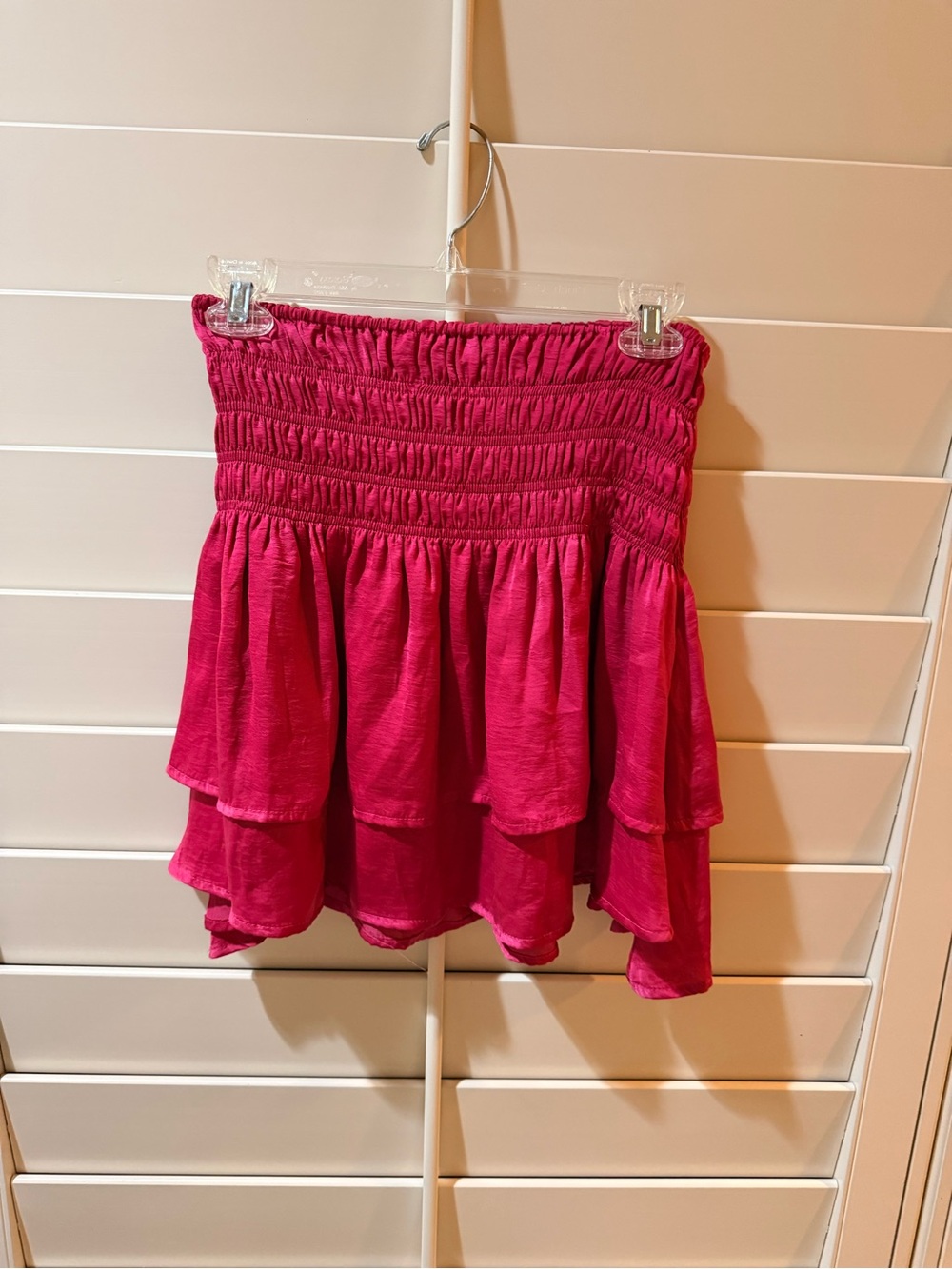 glam Fuchsia Pink Smocked Tiered A-Line Skirt